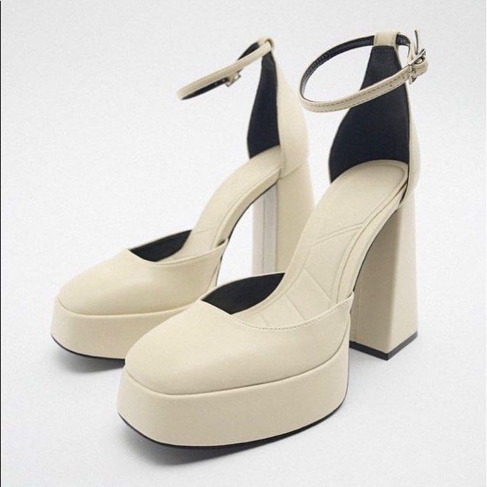 Zara Off-White Block Heels